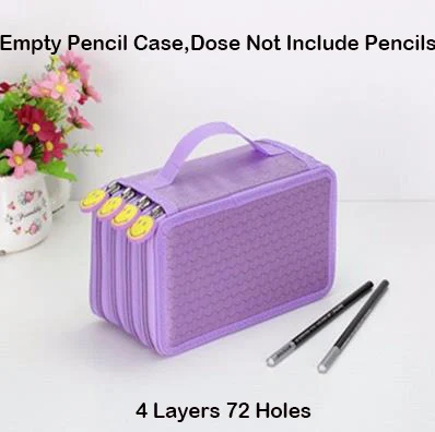 Style 01 Purple Kawaii школьный пенал для девочек мальчиков ручка коробка 72 отверстия большой пенал большой 4 слоя пенал мешок для патронов канцелярские принадлежности - Цвет: Style 01 Purple