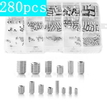 

280pcs/set M2.5 M3 M4 M5 M6 M8 Stainless Steel Hex Hexagon Socket Allen Cup Point Grub Screw Set Bolt