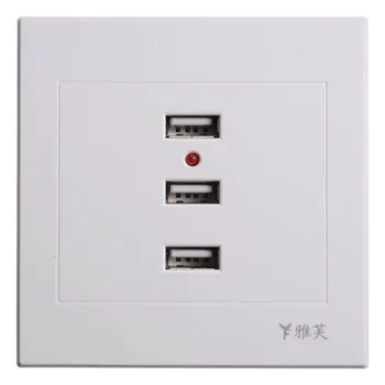 

10A 3 Port USB 2.0 Wall Socket USB Wall Charger Socket Adapter 5V 10A Power Outlet Plate Panel Sockets Input AC 110-250V