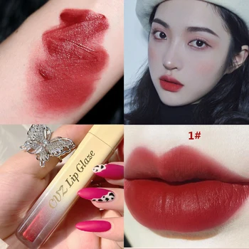 

1PC Air Velvet Matte Lipstick Moisturizing Lip Gloss Long-lasting Easy To Color Nonstick Cup Sexy Red Lip Gloss Cosmetic TSLM2