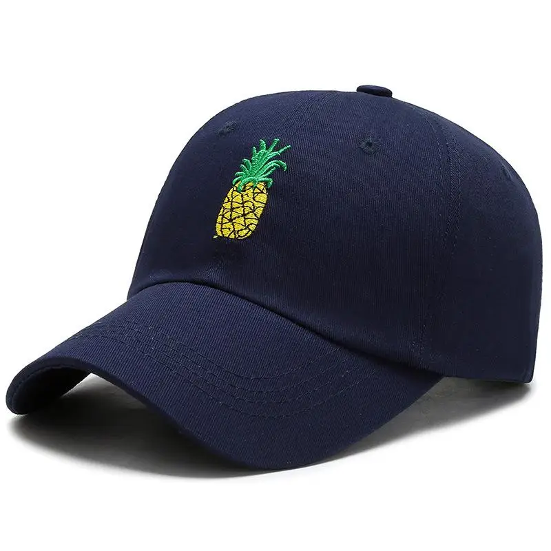 COKK бейсбольная кепка женская с вышивкой ананас хип-хоп Snapback шапки для мужчин и женщин хлопок Регулируемая корейская модная женская шапка - Цвет: Navy Blue