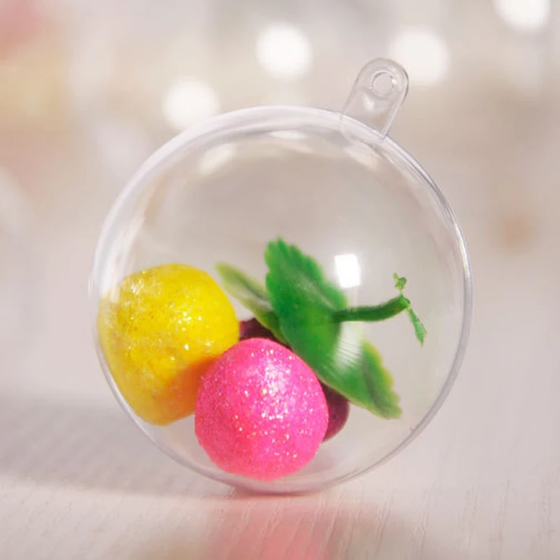 12Pcs 6cm Ball Christmas Candy Box Baubles Clear Fillable Xmas Tree Decoration Ornaments Home Decoration