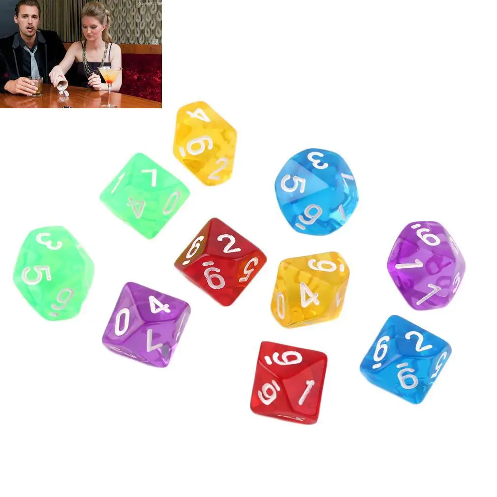 10 шт./компл. игры Multi по бокам кости D10 игровой кубики для игры в мяч 5 цветов
