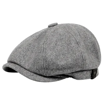 

new Winter Thicken Earflaps Newsboy Caps Men Warm Plus velvet Octagonal Hat Male Detective Hats Painter Caps Visors