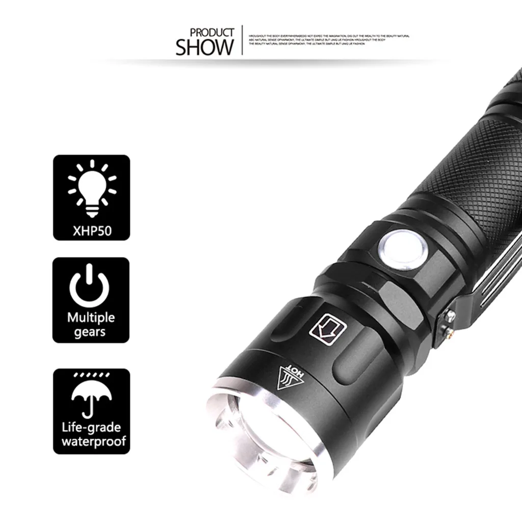 Яркая лампа XHP50 фонарик USB маленький светодиодный фонарь с бликами высокой мощности 800-1000LM мини-фонарик с батареей 18650 или 26650