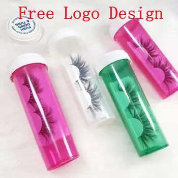 

Custom Eyelash Packaging medicine bottle 3d Mink Eyelashes Soft Long False Mink Eye Lashes