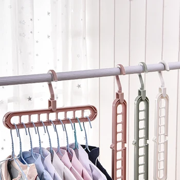 

9 Holes Clothes Hanger Clothes Drying Rack Space Saving Hanger Plastic Scarf Hangers For Clothes Layer Storage Racks Wardrobe