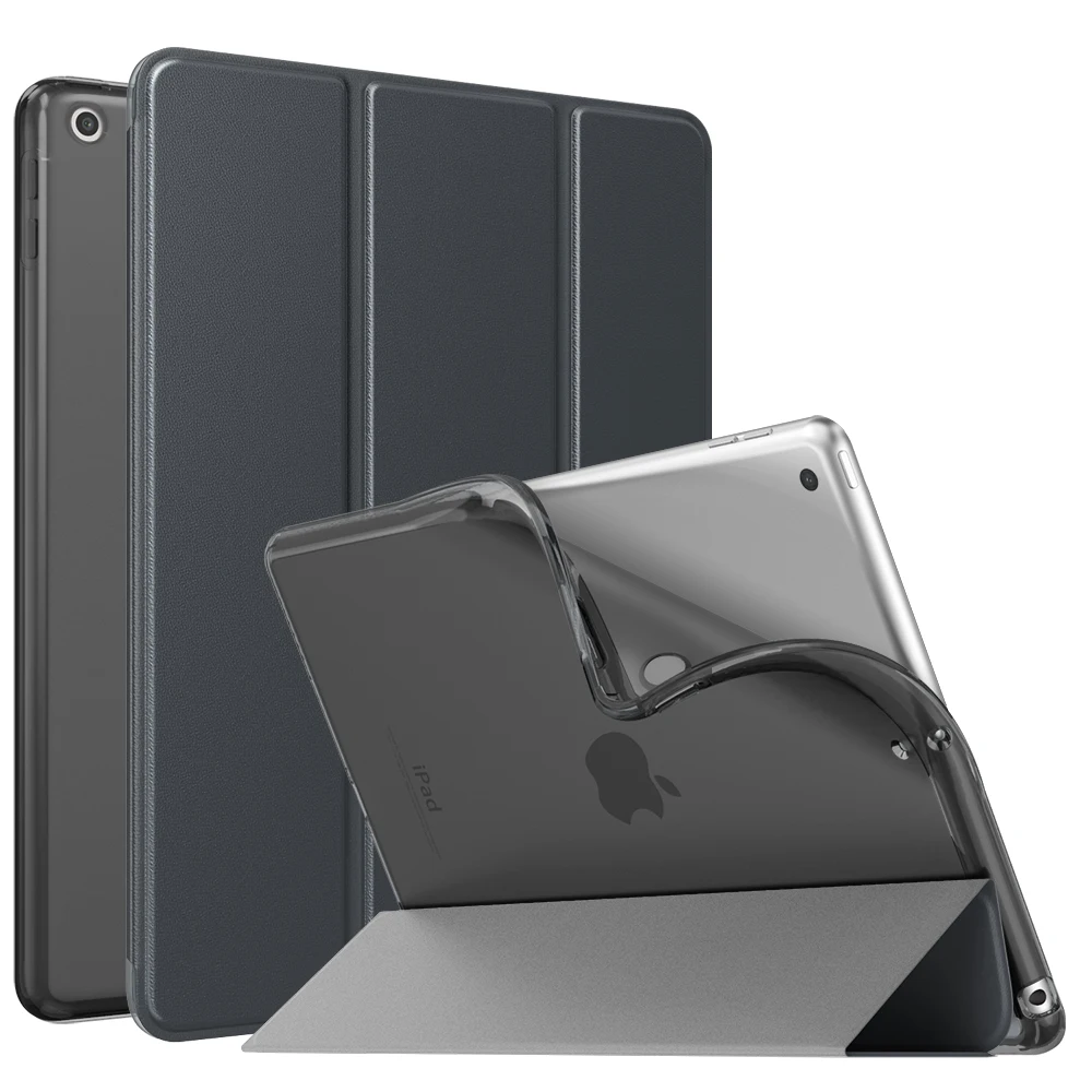 Gray Чехол MoKo для нового iPad 10,2(10,2 дюйма)-iPad 7 поколения чехол с подставкой, мягкий прозрачный из ТПУ матовый чехол - Цвет: Gray