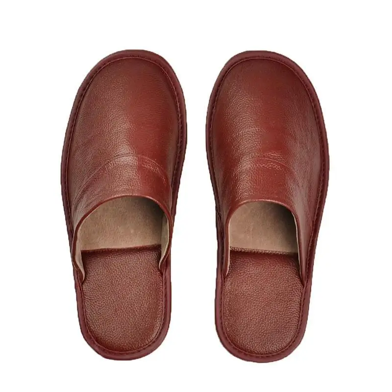 

Closed-toe First Layer Japan Slipper Four Seasons Men And Women Cowhide Genuine Leather Indoor Habitat Home Soft-Sole Japanese S