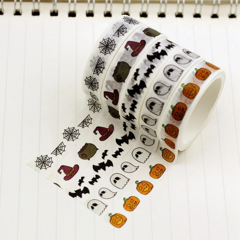 

5Pcs/Set Halloween Washi Tapes Pumpkin Candy Bat Ghost Web DIY Scrapbooking Masking Tapes School Office Supply Escolar Papelaria