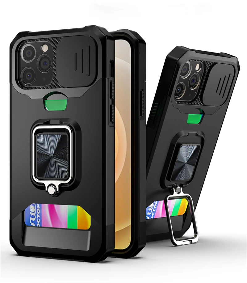 iphone 13 mini leather case Camera Protection Magnetic Holder Case For iPhone 11 13 12 Pro Max XR X XS Max 7 8 Plus SE 2020 Shockproof Card Slot Stand Cover iphone 13 mini mobile phone cases