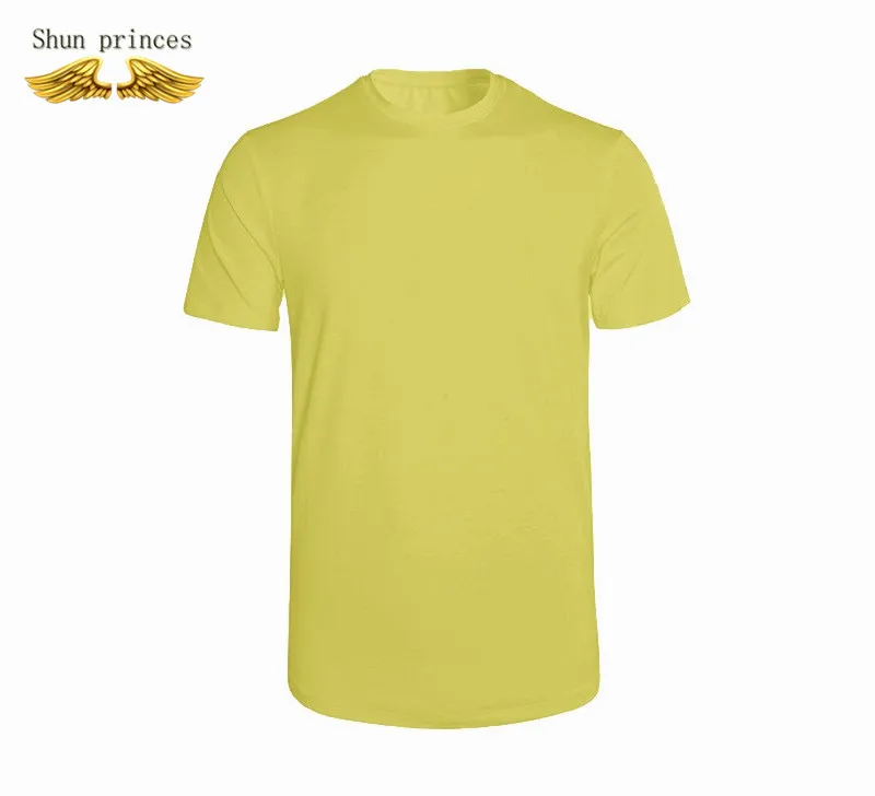 Мужская футболка с круглым воротником, хлопковая Однотонная футболка, стильная уличная рубашка для отдыха и бега, Мужская футболка, мужские повседневные футболки - Цвет: Цвет: желтый