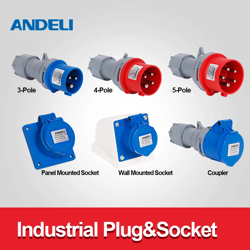 Andeli Industrial Plug/coupler/panel Mounted Socket/wall Mounted Socket