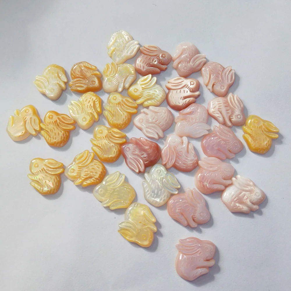 

2Pcs Rabbit-shaped Shell Loose Beads Charms For Jewelry Making DIY Necklace Bracelet Anklet Furniture Accessories