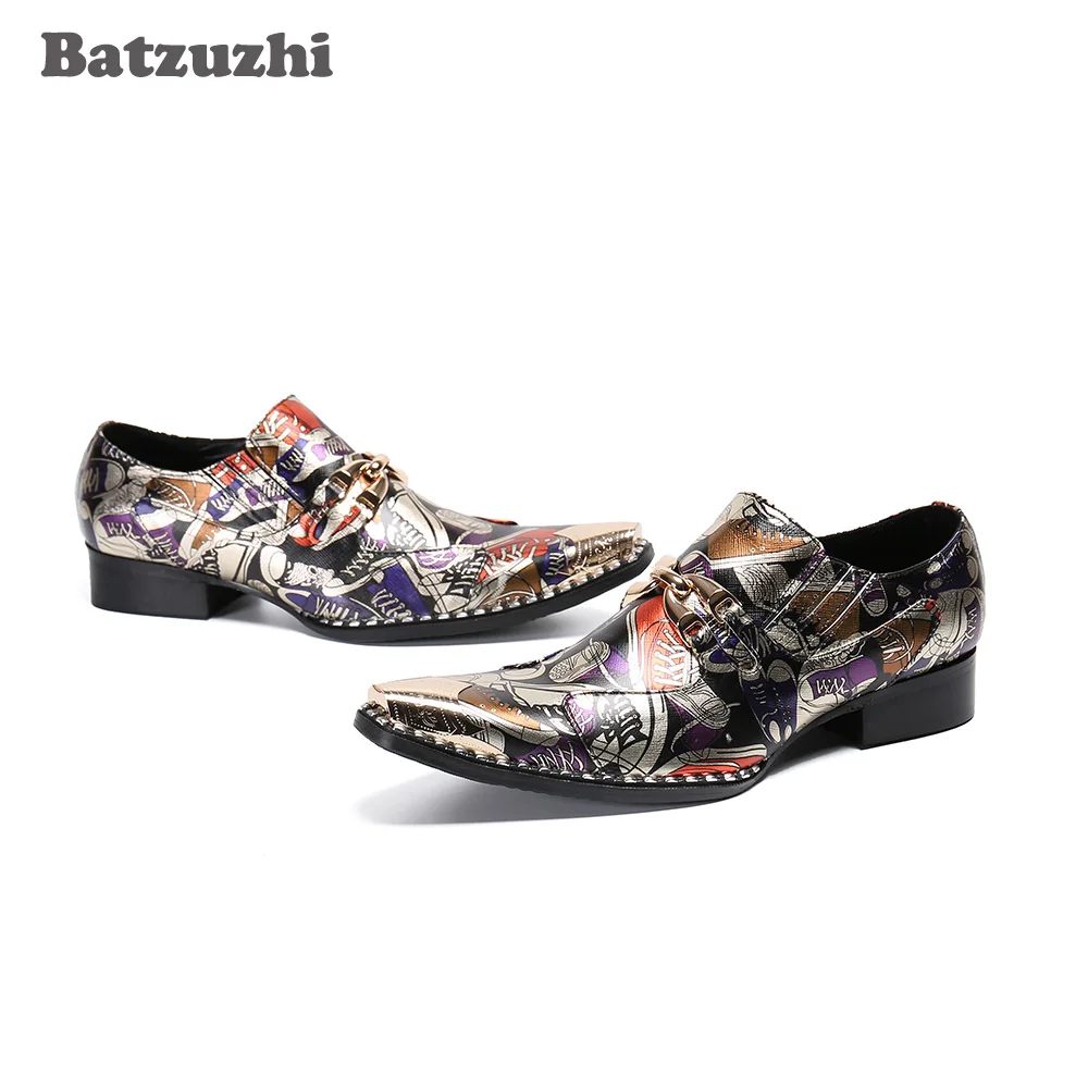 Batzuzhi Fashion Oxford Shoes for Men Pointed Toe Men's Genuine Leather Dress Shoes Color Party and Wedding zapatos de hombre