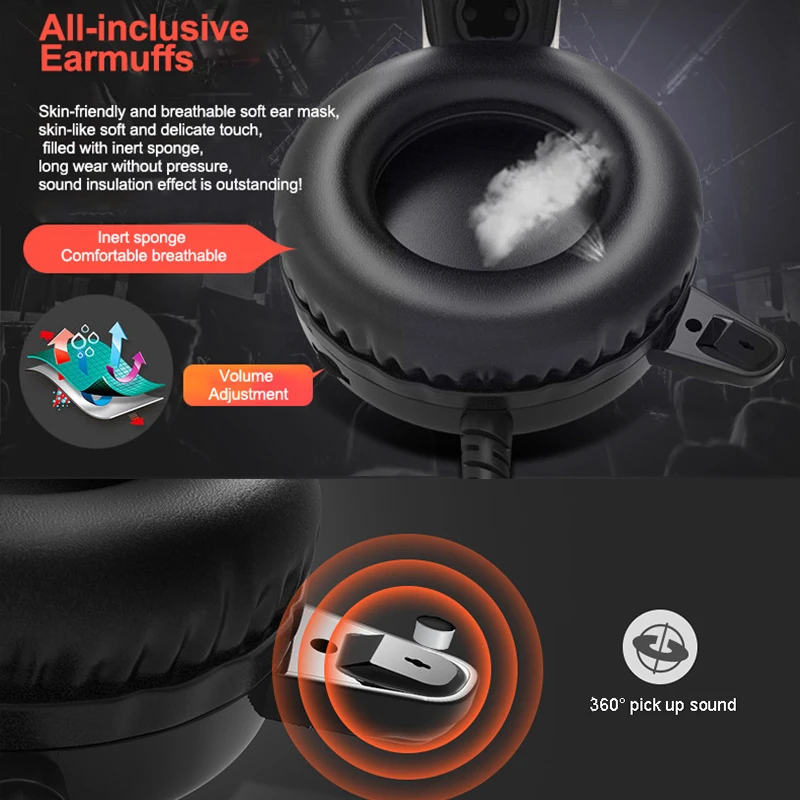 N1 3.5mm USB Stereo wired gaming headphones game headset over ear RGB with mic Voice control for laptop computer gamer PUBG