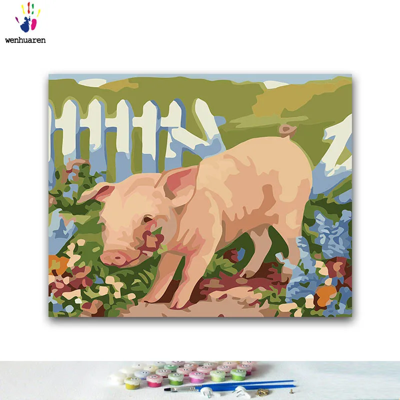 Diy цвета по номерам картина живопись по номерам с комплектами свинья прекрасная спальня декоративная висячая картина наполнение и раскраска - Цвет: 100447