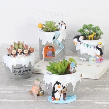 

Ice And Snow Penguins Flowerpot-warm Home Desktop Decorative Flower Pots Home Decoration Garden Supplies