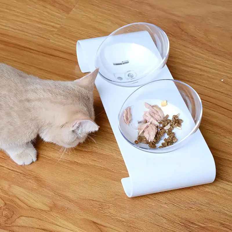 Кормушки для собак кошка две миски кормушка двойной косой яичной скорлупы шеи миска для подача воды пищи товары для кормления домашних животных