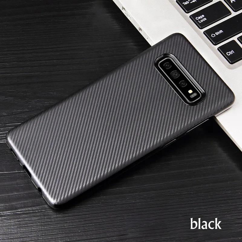 Black Чехол из углеродного волокна для samsung S10 e S9 S8 Plus роскошный силиконовый Ультратонкий чехол для samsung Note 9 8 A30 A50 A70 бизнес Чехол - Цвет: Black