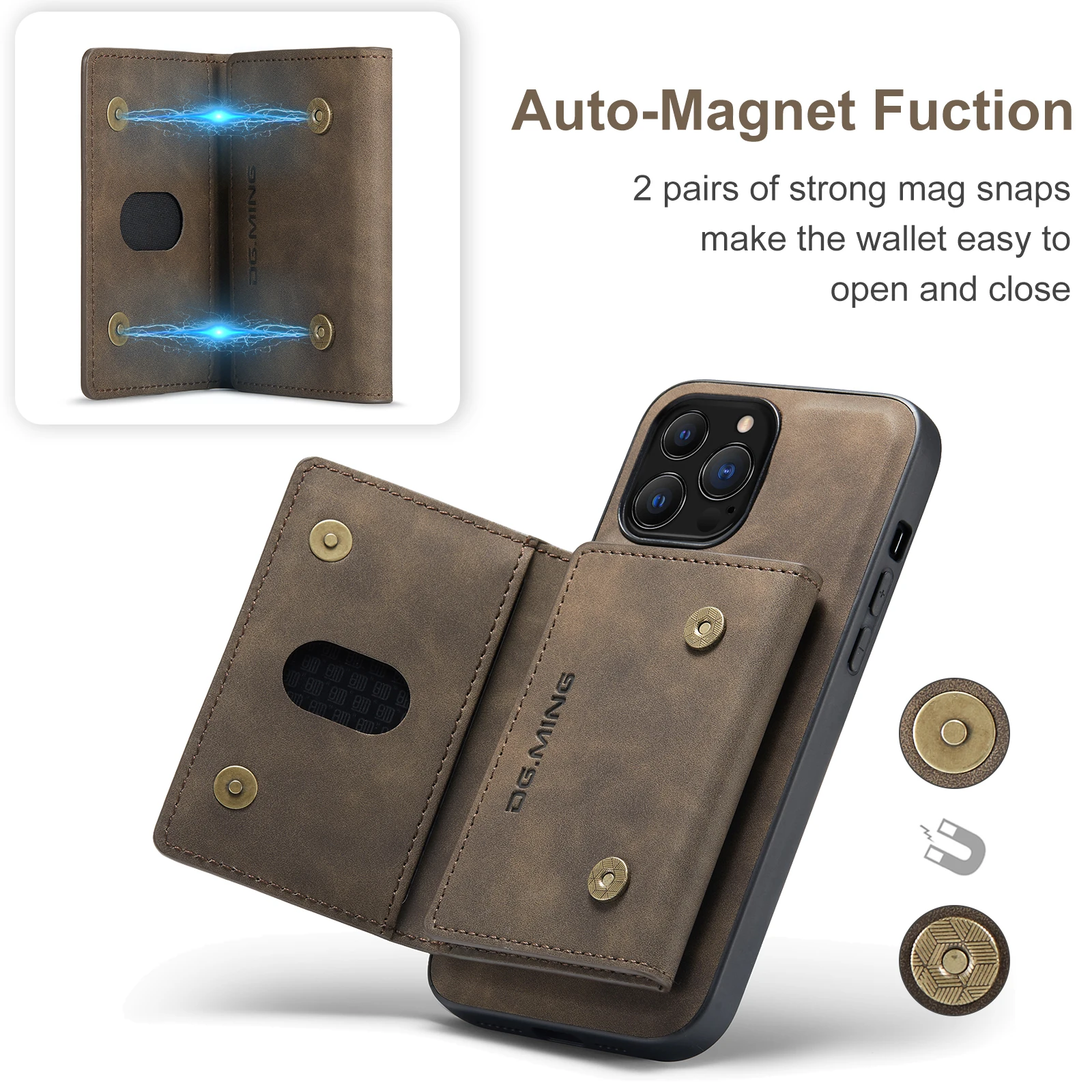 para iPhone, estojo de carteira com porta-cartão,