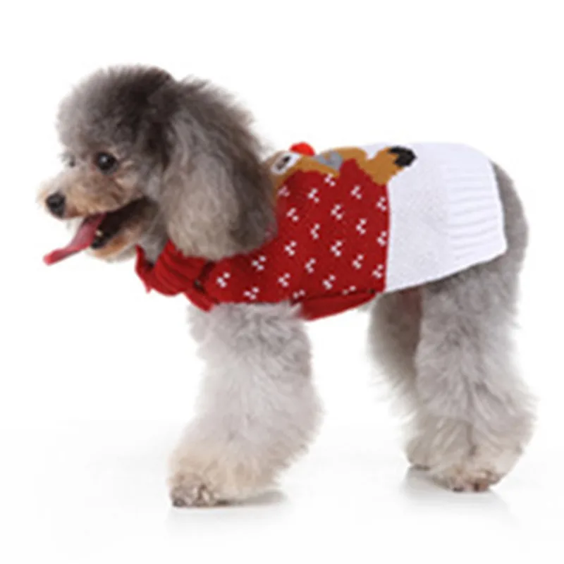 Imixlot Winter Pet Sweaters Cartoon Elk Skull Pattern Sweater Knitwear Pet Dog Warm Coat Pet Costume