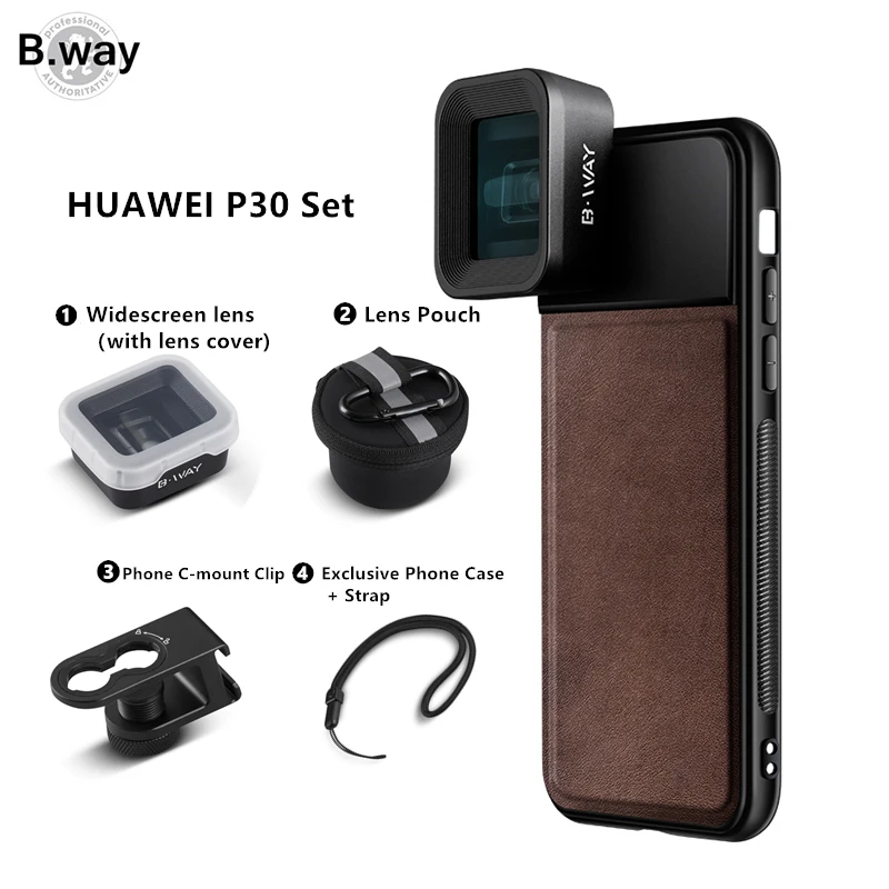 B. way 1.33x широкоэкранный анаморфный объектив с c-креплением чехол для Iphone HUAWEI - Цвет: Lens HUAWEI P30 Case