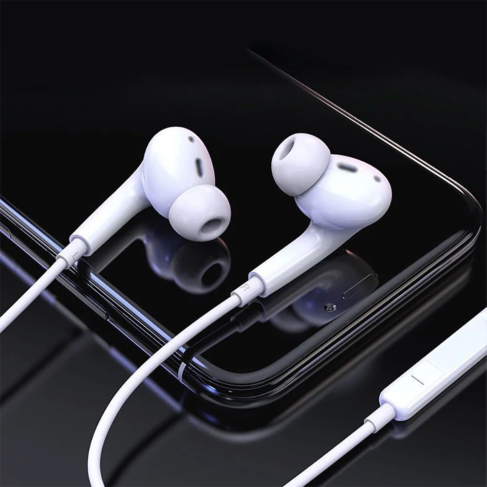 

3.5mm Jack Wired Earphones in Ear bass headphones Noise Cancelling Stereo Headset Volume Control Earbuds mobile phone Earphone