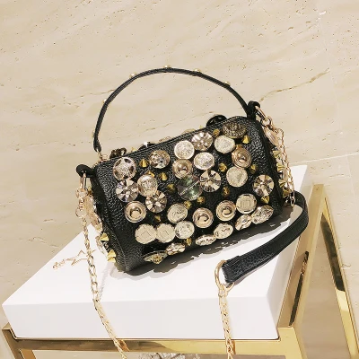 handbag WEIXIER Новая модная брендовая женская сумка из искусственной кожи, женская сумка на плечо с цепочкой, бриллиантами, кисточкой, рюкзак для девочек, LL-63 - Цвет: handbag