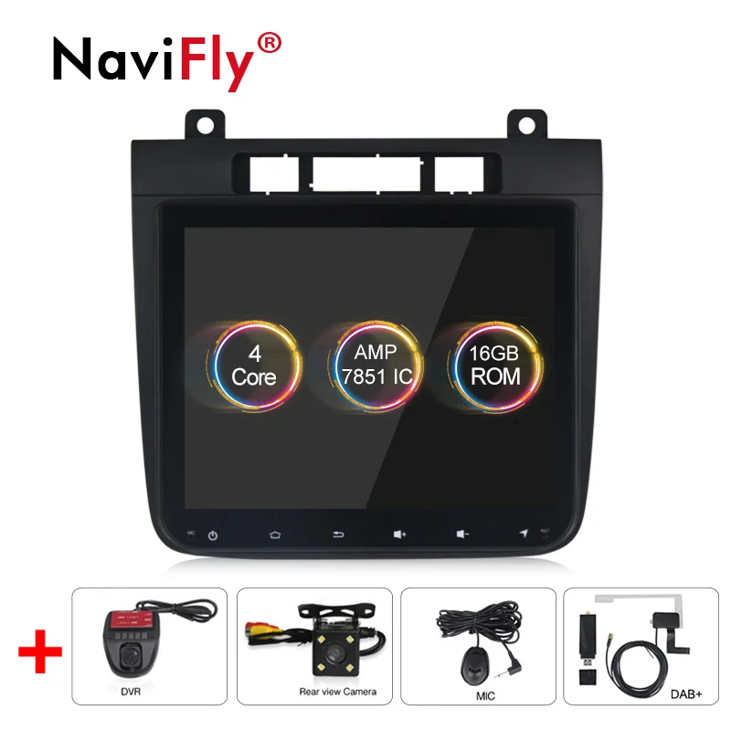 NaviFly Android 9,1 автомобильный мультимедийный плеер для Volkswagen Touareg 2012- Стерео Радио DVD gps навигация четырехъядерный HD 1024*600 - Цвет: camera dvr dab