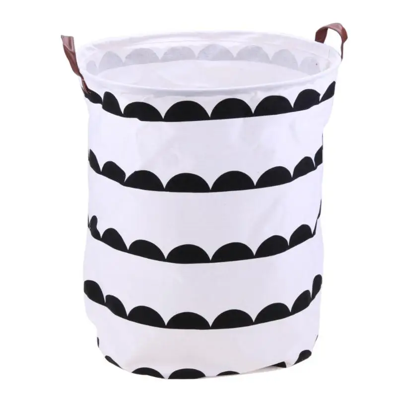 C Foldable Washing Laundry Basket Hamper Cotton Linen Clothes Storage - Цвет: C