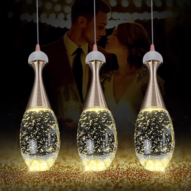 

Modern Glass Bottle Crystal Bubble Pendant Light Restaurant Dinging Room Bar Hanging Lighting Ing hanglamp