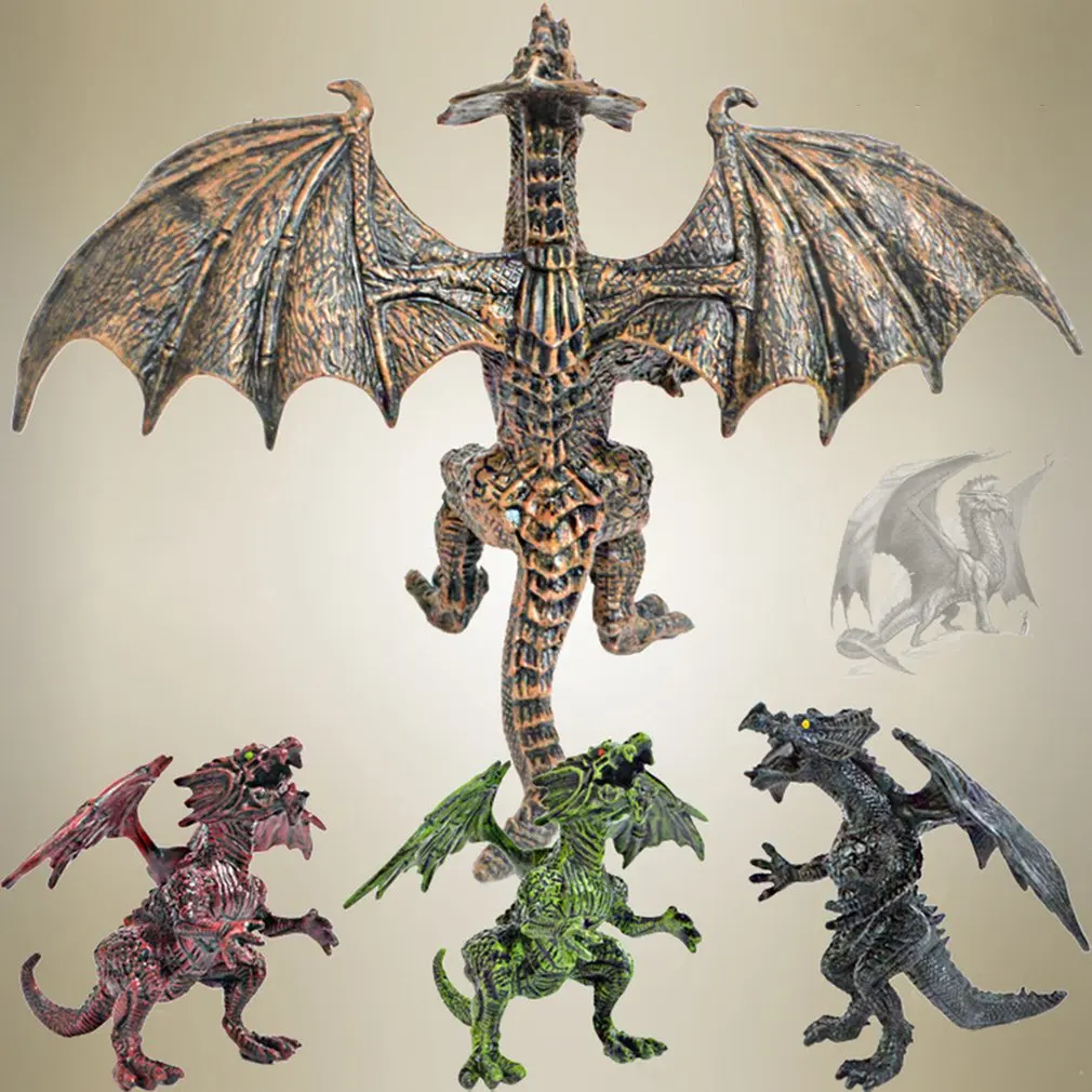 

4 Pcs/Set Western Dragon Simulation Dinosaur Model Toy PVC Flying Dragon Model Warcraft Solid Kids Toys