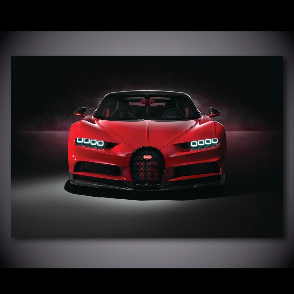 Картина на стену Bugatti Chiron с изображением автомобиля Красного суперкар