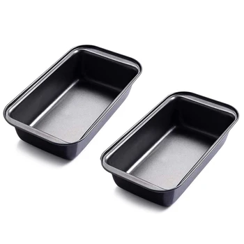 

2PCS Rectangular Loaf Pan Non-Stick Bread Baking Tray Toast Mold Loaf Pastry Toast Box Baking Pan Bakeware Kit(Black)
