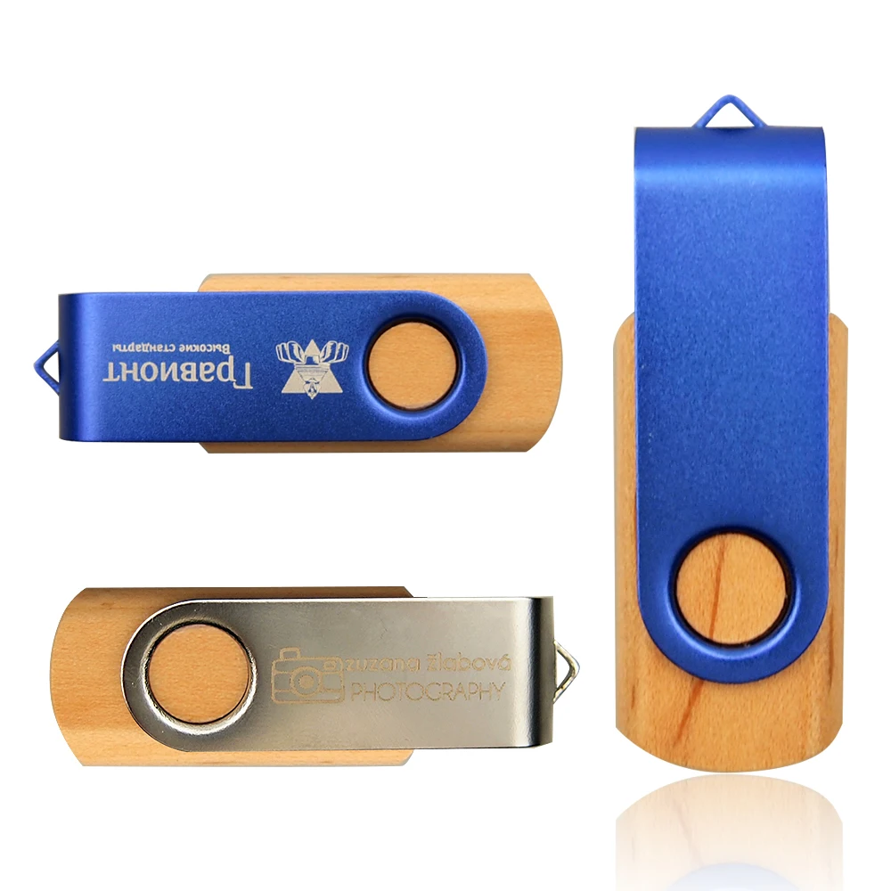 Пользовательский логотип деревянный Usb флэш накопитель под заказ металлический 4