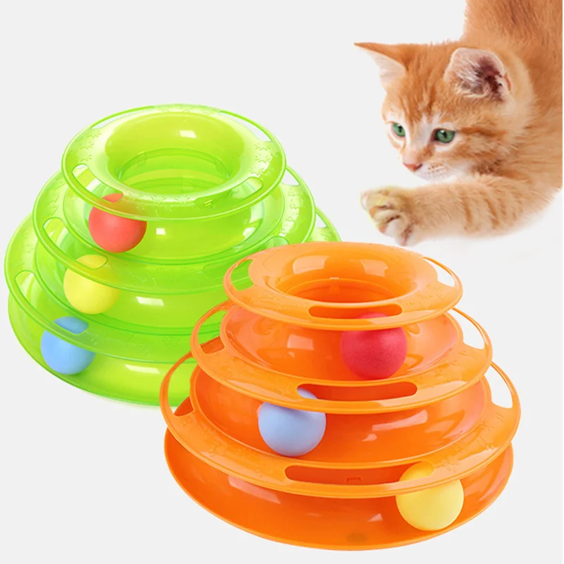 

Three Levels pet cat toy Tower Tracks Disc cat Intelligence Amusement triple disc cat toys ball Training Amusement plate cute