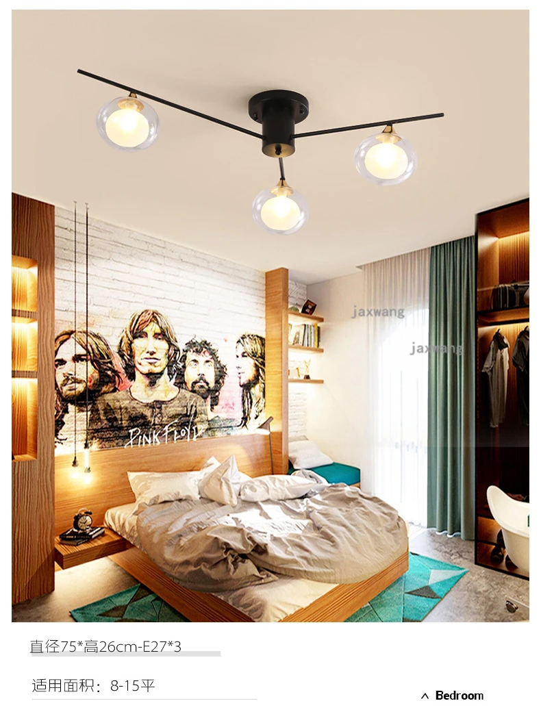 Современный светодиодный креативный потолочный светильник из железа, скандинавские стеклянные потолочные светильники для спальни, подвесные потолочные лампы для ванной комнаты, аксессуары для кухни