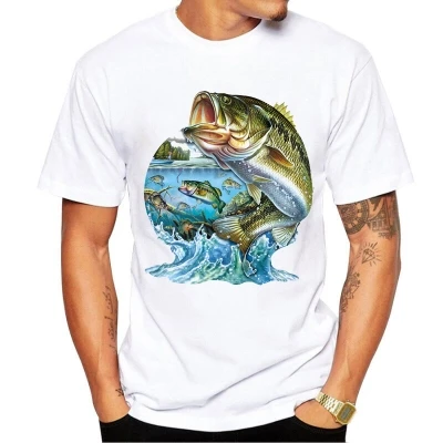 Футболка мужская с 3D-принтом рыбы забавная тенниска в стиле хип-хоп майка
