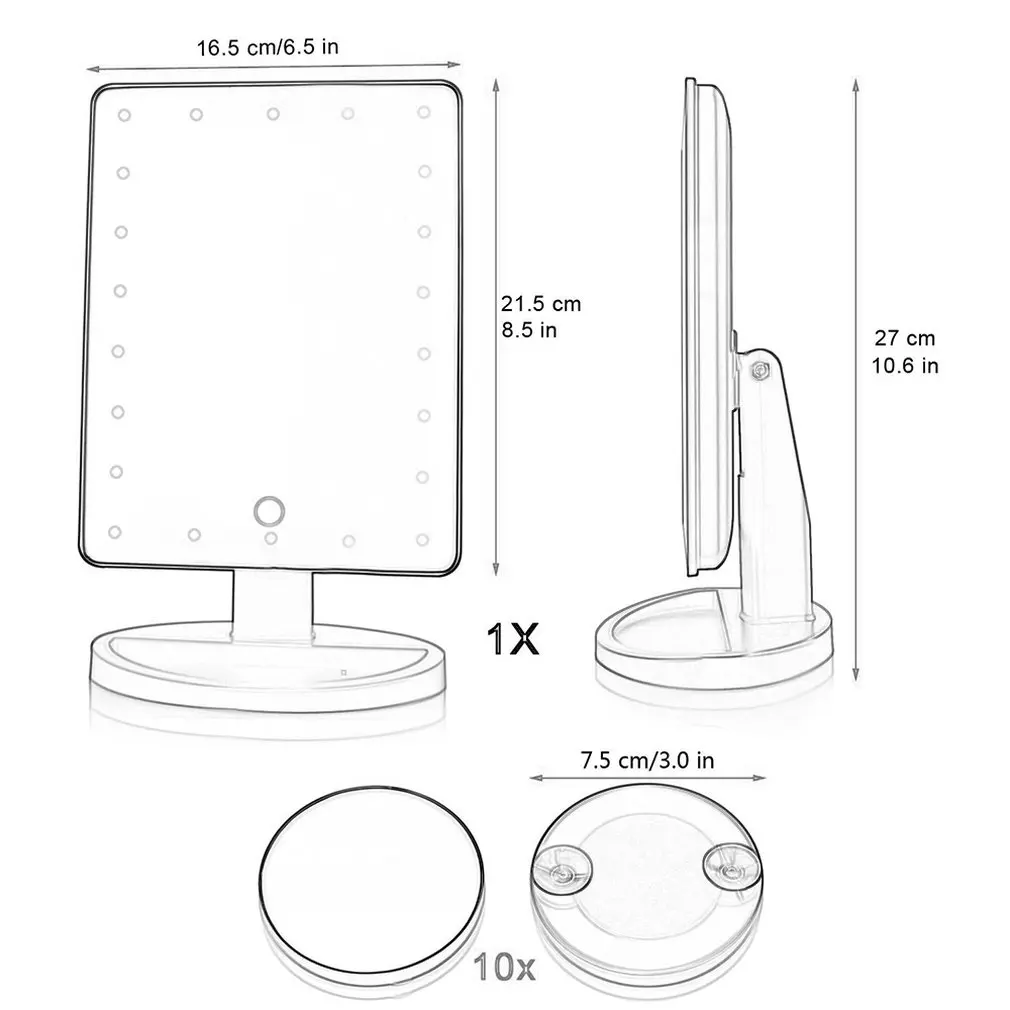 Зеркало для макияжа, светодиодное настольное зеркало с сенсорным выключателем, Настольный сенсорный регулируемый светильник, туалетное зеркало принцессы
