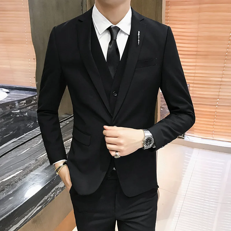 MEN'S Suit Set Three-piece Set Slim Fit Going to Work Business Business Formal Wear Suit Groomsmen Group Groom Marriage Formal D MEN'S Suit Set Three-piece Set Slim Fit Going to Work Business Business Formal Wear Suit Groomsmen Group Groom Marriage Formal D