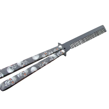 

Hairdresser Stainless Steel Butterfly Training Combs Vintage Skeleton Folding Knife Practice Hair Brushes Salon Tools