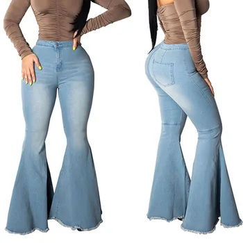 

BONJEAN 2020 New Summer Women Jeans Street Style Sexy Vintage Skinny High Waist Fashion Wide Leg Denim Casual Trousers Ladies F