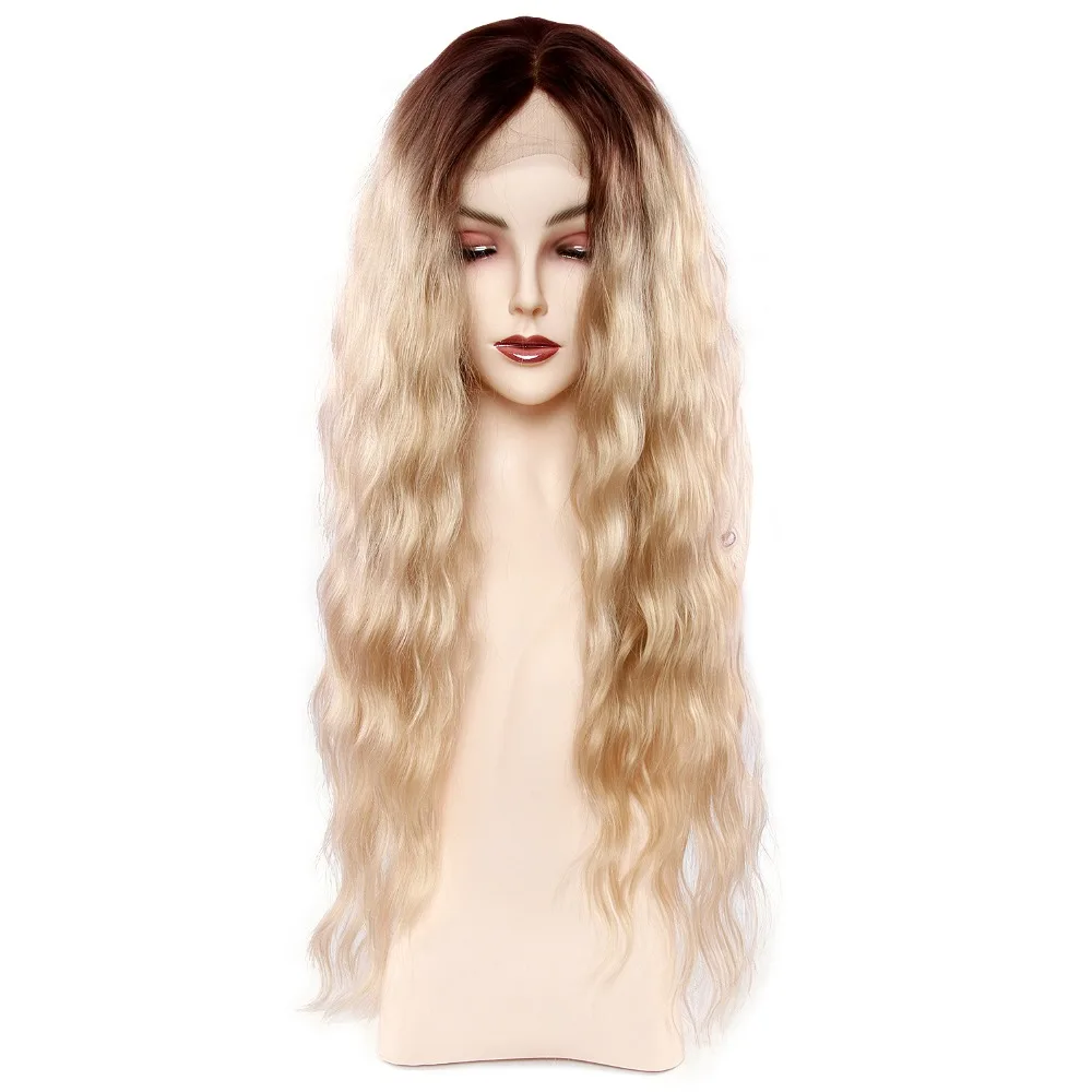 Длинные волнистые парики для женщин Омбре блонд кружевные передние парики термостойкие длинные волосы парик pruiken