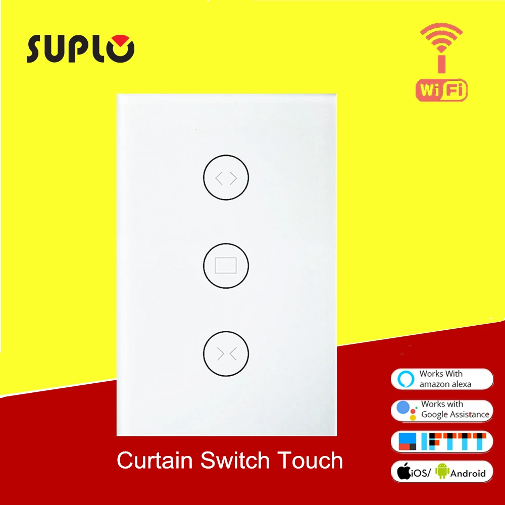 SUPLO US Smart WiFi Curtain Switch Touch APP Remote Control Works with Alexa and Google Home or Electrical Roller Blinds SUPLO US Smart WiFi Curtain Switch Touch APP Remote Control Works with Alexa and Google Home or Electrical Roller Blinds
