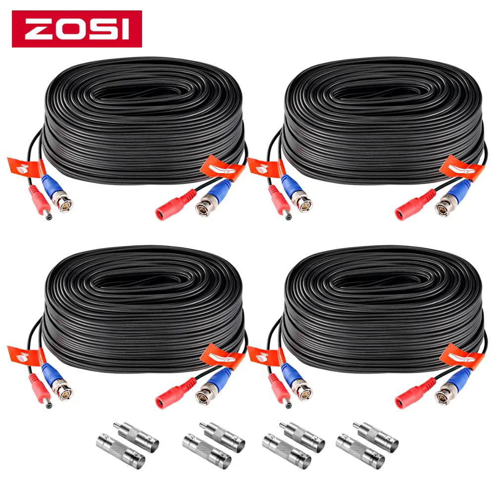 ZOSI 4Packed 30M(100ft) BNC Video Power Cable For CCTV Camera DVR