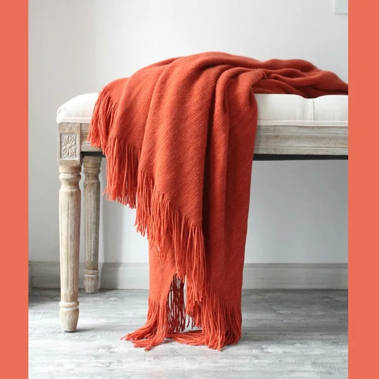 

European and American Simple Air Conditioning Blanket Knitted Blanket Take A Blanket Nap Blanket