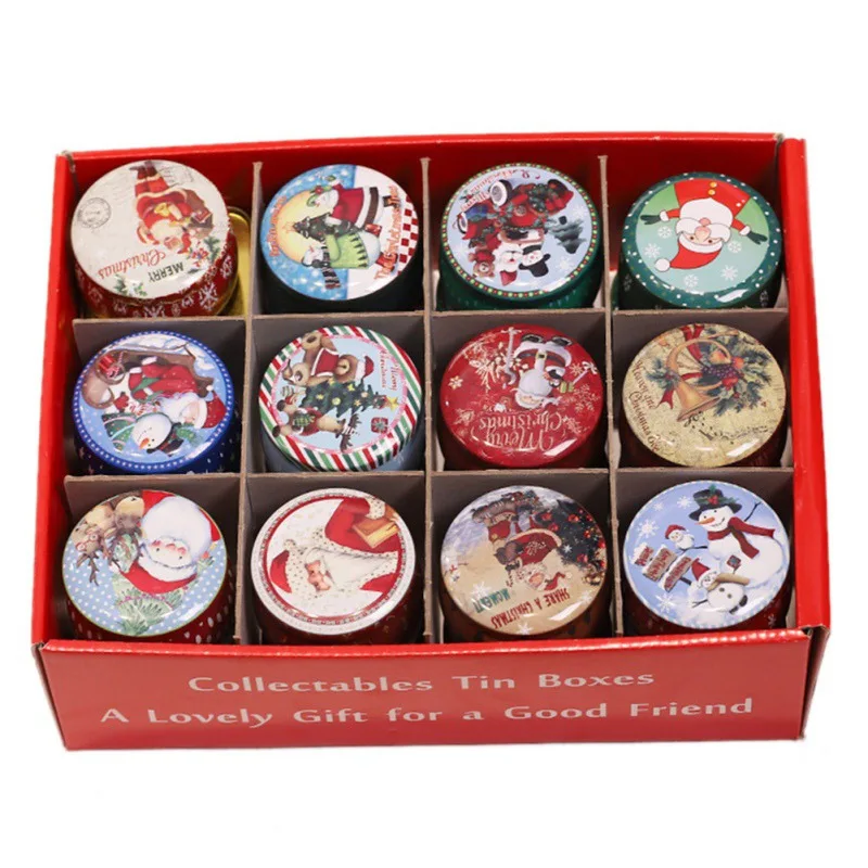 A Рождественская жестяная коробка бездымные восковые свечи Ароматы, ароматерапия свечи натуральный соевый воск украшения для дома красочные - Цвет: A