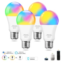 12w wi fi inteligente lâmpada e27 led rgb trabalho com alexa/google casa app controle rgb + branco + branco quente pode ser escurecido lâmpada mágica