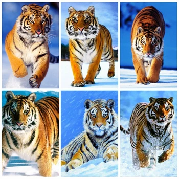 

HUACAN 5D DIY Diamond Embroidery Tiger Snow Full Square Drill Handicraft Sale Diamond Painting Animal Handmade Gift Wall Art